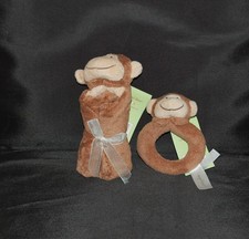 Angel Dear Lovey Brown Monkey Security Blanket Plush Stuffed Animal  New