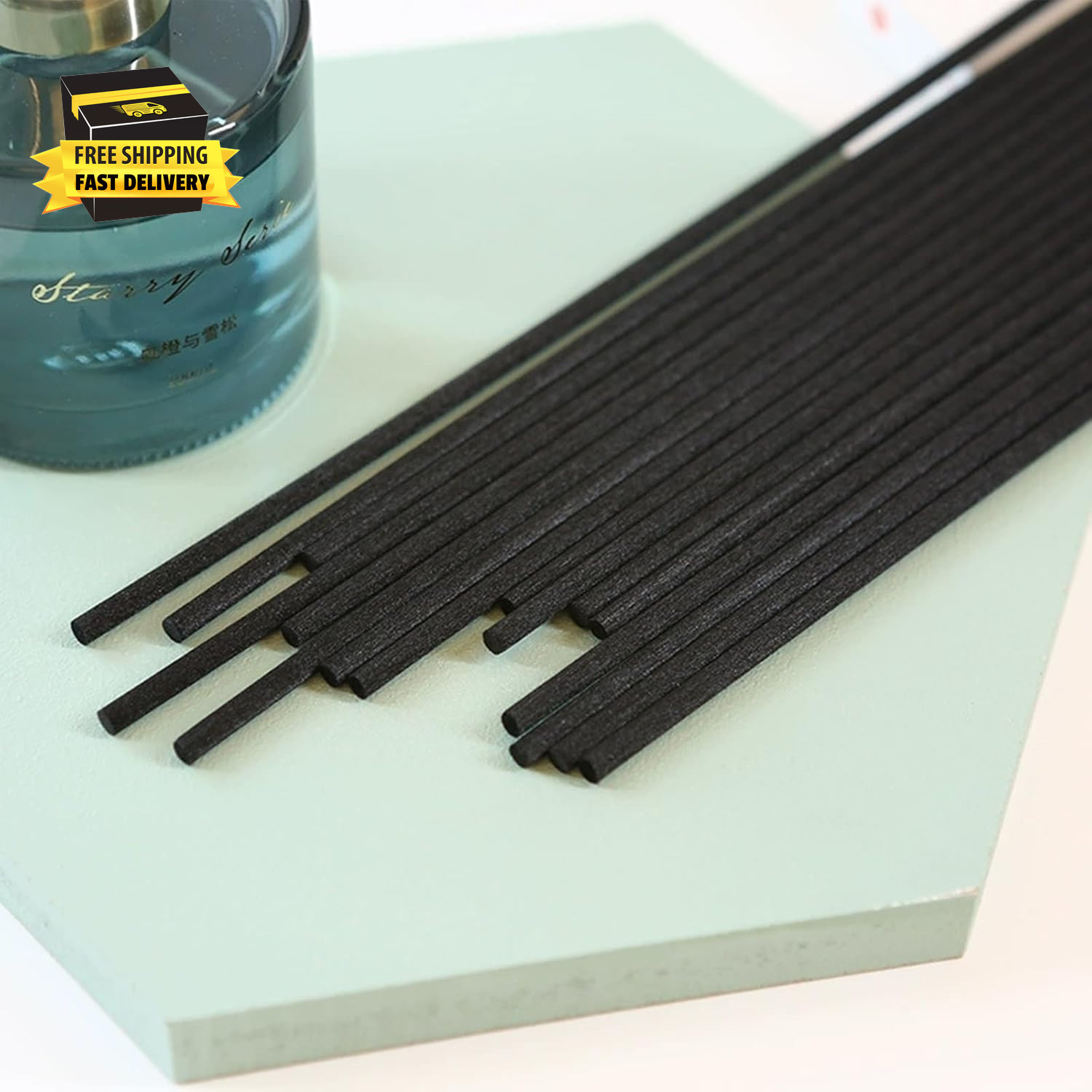 10 Inch 60Pcs Reed Diffuser Sticks,Black Aromatherapy Diffuser Sticks, Rattan Re