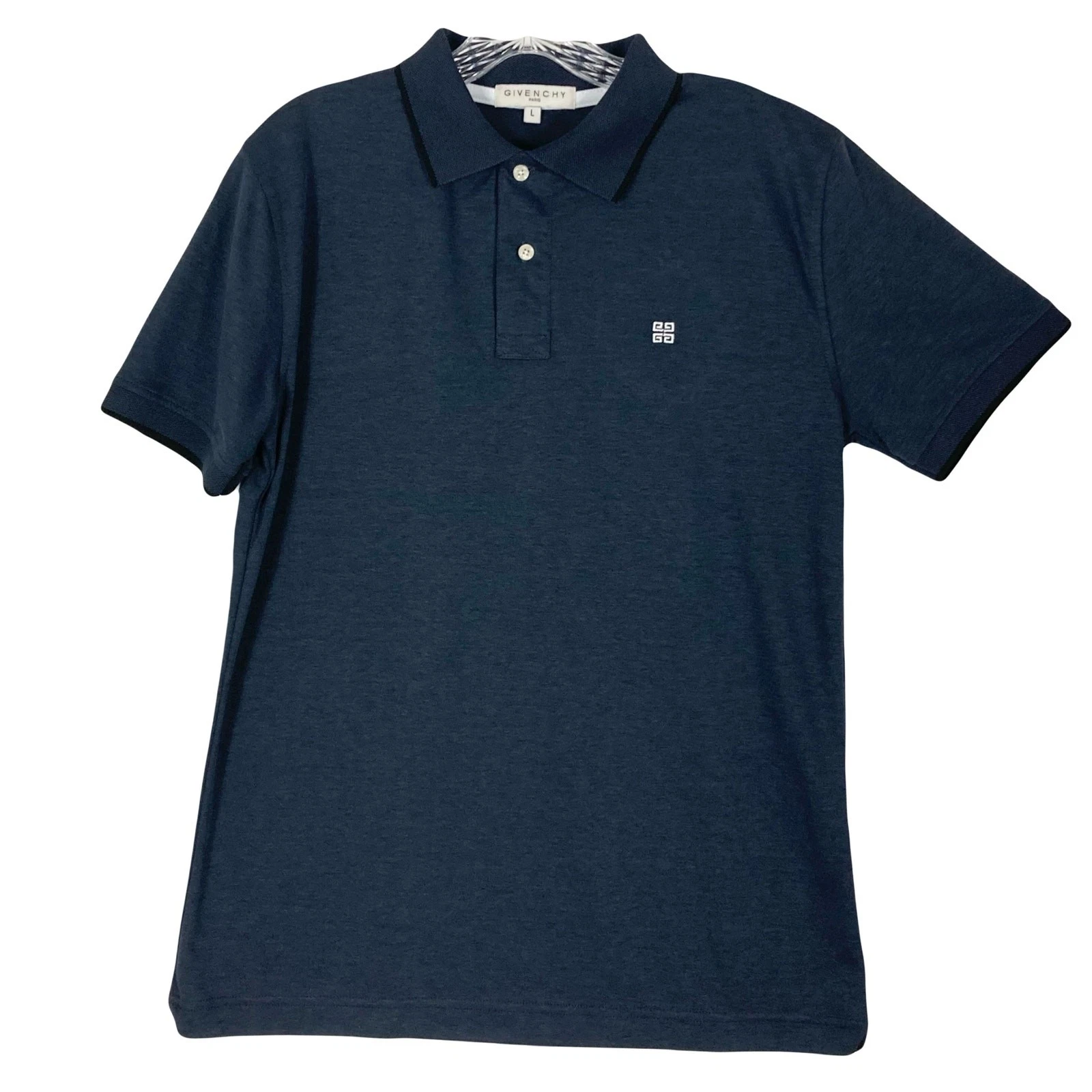 Givenchy — nwot GIVENCHY Paris Polo Shirt Men L Navy Logo Embroidery Short Sleeve Cotton