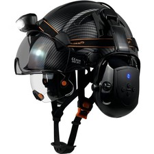 Hard Hats with Bluetooth Ear Muffs Headlight Safety Helmet with Visor Vented ...