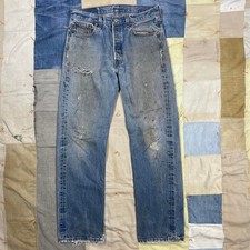Vtg 90s Levi's 501 USA Made 501xx Faded Distressed Whiskered Jeans 32 Straight