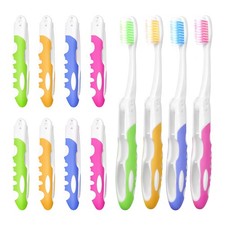 EasyHonor 12 Pack Bulk Travel Toothbrush 1 Count Pack of 12 , Multicolored