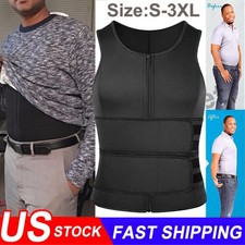 Mens Slimming Body Shaper Belly Chest Compression Vest Girdle T-Shirt Tank Top