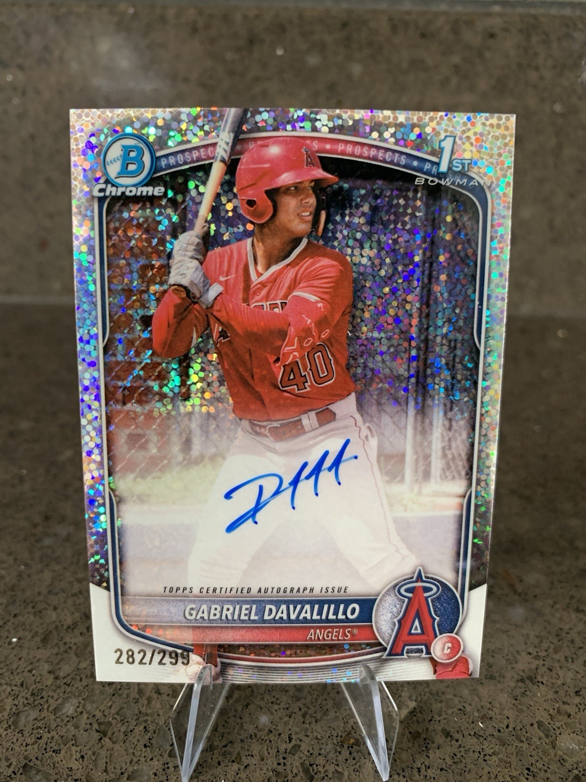 GABRIEL DAVALILLO 2025 BOWMAN CHROME 1ST SPECKLE AUTO /299 Q2864 ANGELS