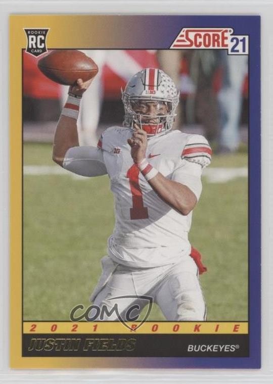 2021 Score 1991 Throwback Rookies Gold Justin Fields #TB2 RC 18f5
