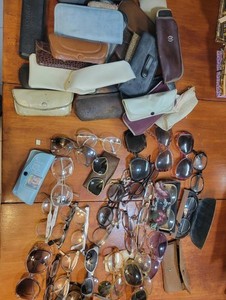 Large Mixed Lot of Vintage and Mod Eyeglasses and Sunglasses with Cases