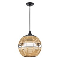 HäNgelampe Garten Veranda Ø 35.9 Cm IP44 Alu Nylon Glas IP44 E27 AußEn Leuchte