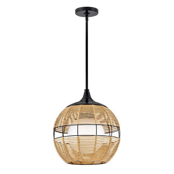 HäNgelampe Garten Veranda Ø 35.9 Cm IP44 Alu Nylon Glas IP44 E27 AußEn Leuchte-image
