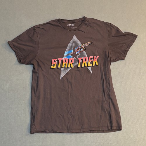 Star Trek Mens T-Shirt Gray L Enterprise Delta Sci-Fi Trekkie Nerdcore Geekchic