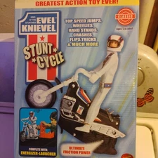 Evel Knievel Stunt Cycle Toy-Wind Up Energizer Launcher-Trail Bike,Figure,Helmet
