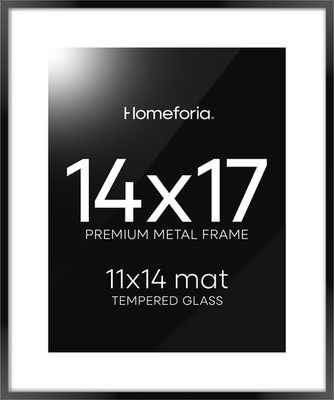 14X17 Picture Frame Black, High End Metal 14 X 17 Poster Frames with Mat 11 X 14
