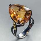 Handmade 24 ct+ Natural Citrine Quartz Ring 925 Sterling Silver Size 8 /R454560