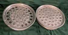 2 Sets Broadman Communion Trays 40 Hole (66)Glass Cups ~Made in USA Silver Color