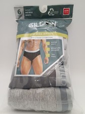 Gildan Select Men's Mid-Rise Briefs 6-Pack Size S 28"-30"  New Tagless Black/Gr