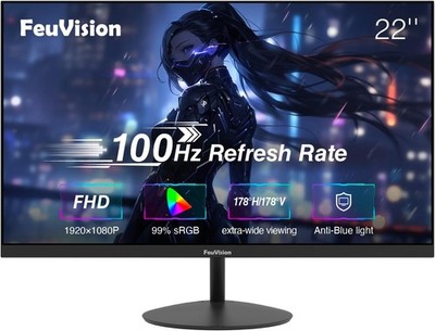 22 Zoll PC Monitor, 100Hz, FHD 1080p, Gaming Monitor, 4ms, VESA montierbar, HDMI