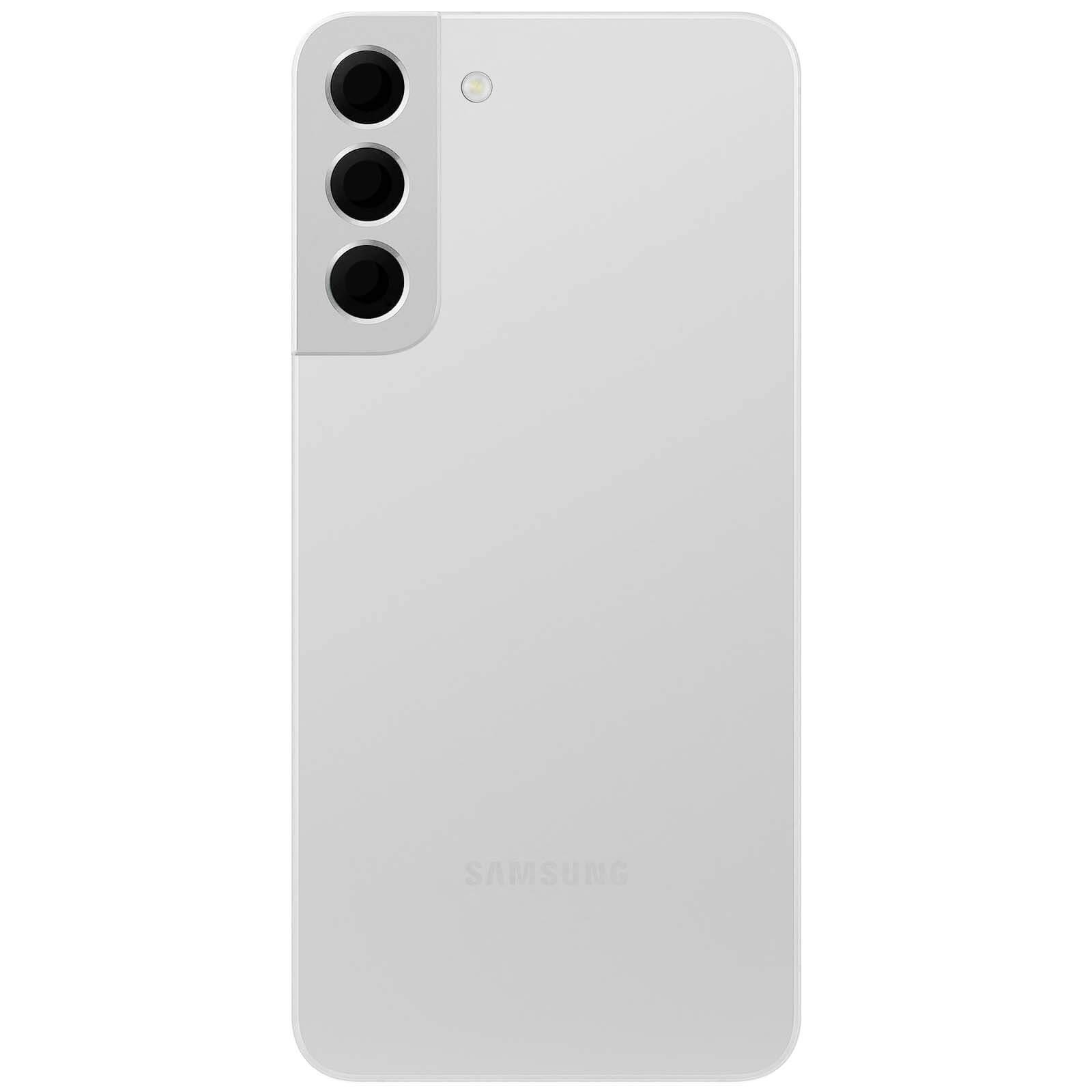 Cache batterie pour Galaxy S22 en verre minéral blanc premium finition satinée