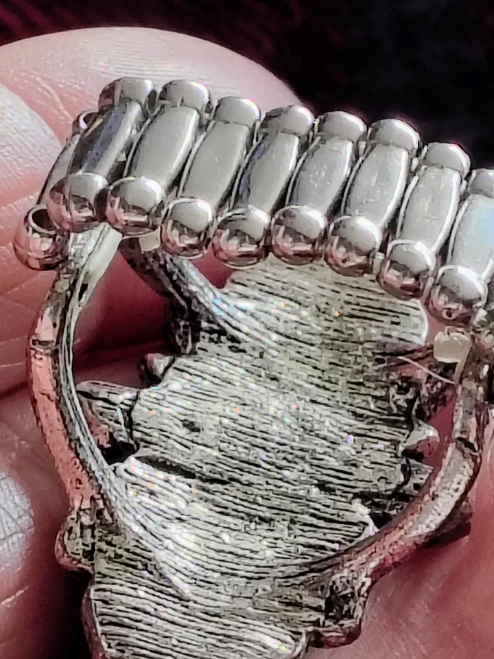 Anillo elástico de marcaita estilo vintage llamativo tono plata cristal cóctel joyería Foto 4 de 4