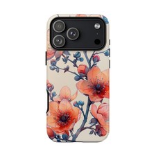 For iPhone/Galaxy/Pixel  Phone Ink Case - Orange Blossom Flower Tree on White