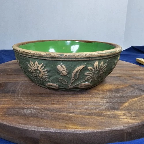 Red Wing Pottery Daffodil Brushware Planter  6" Vintage Ink Stamped Red Wing