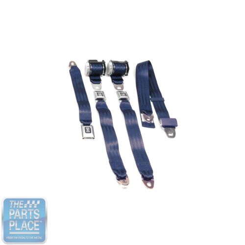 1978-88 GM G Body Cars Factory Style Rear Seat Belts - Set - Navy Blue  - Afbeelding 1 van 1