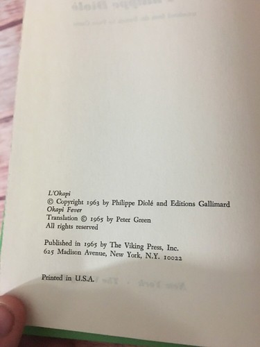 1965 Okapi Fever by Philippe Diole Hardcover with Dust Jacket - Picture 6 of 9