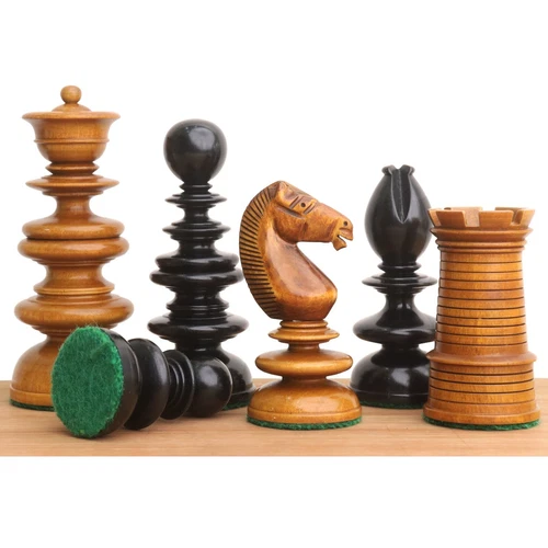3.3" St. John Pre-Staunton Calvert Chess Pieces Only set - Ebony Wood & Antique