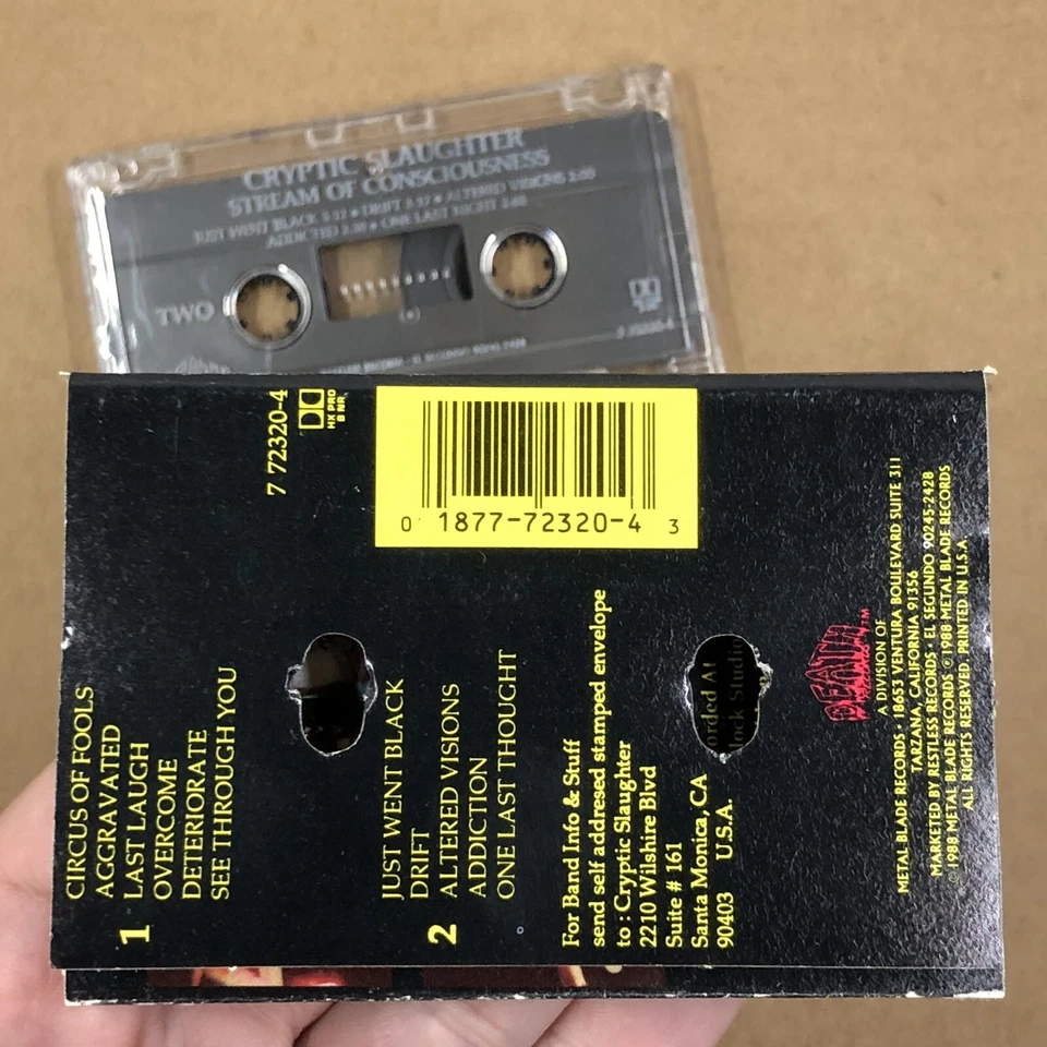 CRYPTIC SLAUGHTER Cassette Tape 80s Metal Thrash STREAM OF CONSCIOUSNESS - Image 4 of 4