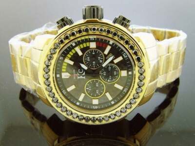 Men Techno com kc 48mm Wee genuine 4.50CT black large diamonds YG case watch