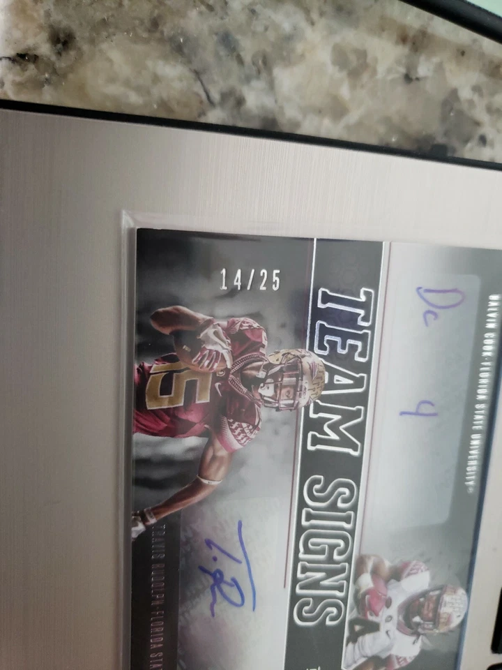 2017 PANINI MAJESTIC DALVIN COOK/ TRAVIS RUDOLPH TEAM SIGNS AUTO. LOW#'D 14/25. - Image 3 of 3