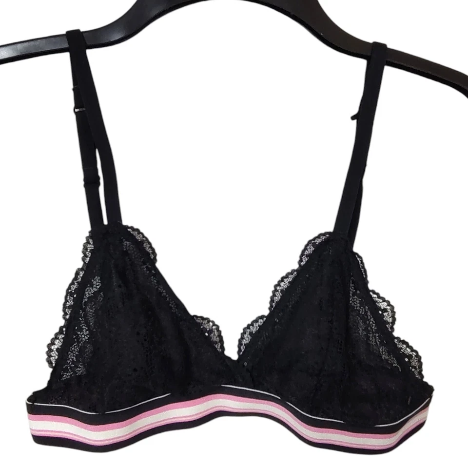 34A No Boundaries Women's Bra Wireless Black Lace Triangle Bralette Convertible - Image 2 of 4
