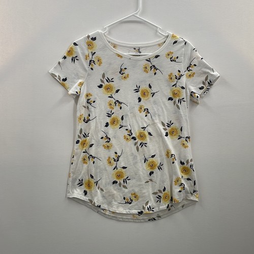 Womens White Floral Short Sleeve 