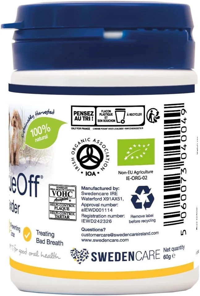 Suplemento de eliminación de placa dental Proden para perros y gatos dientes higiene bucal 60 g Foto 2 de 3