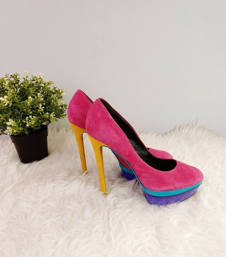 multicolor platform heels