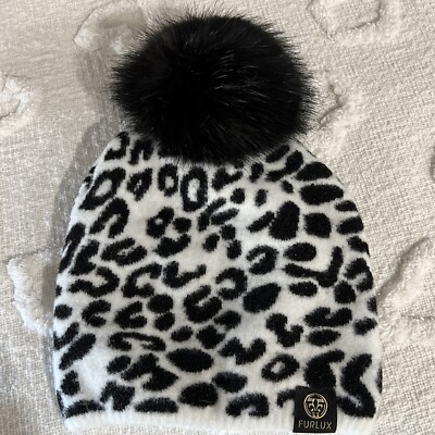 Furlux Leopard Print Faux Fur Pom Pom Beanie Hat | eBay display picture 2