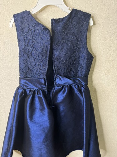 Rare Editions Navy Blue Dress For Girls, Sleeveless, Bowl At The Waist. - Picture 5 of 14