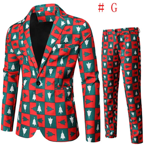 Mens Christmas Blazer Festive Coat Print Suits Jacket Xmas Party Jacket Costumes - Picture 24 of 54