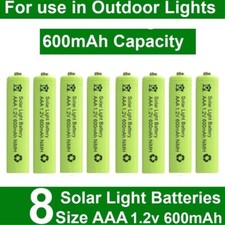 8 Pieces AAA 1.2V 600mAh NiMH Rechargeable Batteries for Garden Solar Lights 0.94 per battery