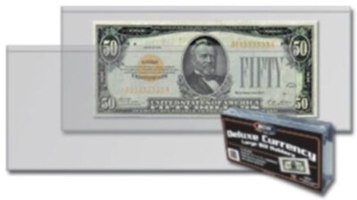 Case of 400 BCW Deluxe Semi-Rigid Vinyl Currency Holder - Older Large Bill Size