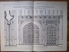 Architectural  Lithograph C1885 Henry VII Ths Chapel Gates Westminster 