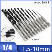 1.5mm-10mm Brad Point Wood Drill Bit Set HSS Woodworking Hex Shank Twist Bits