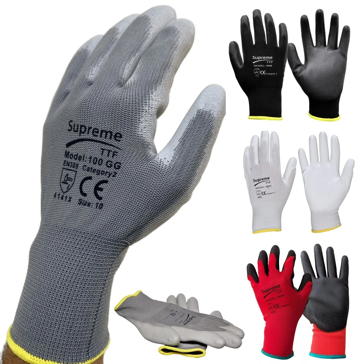 24 paires de gants de travail de sécurité industrielle enduits de PU hommes constructeurs construction poignée