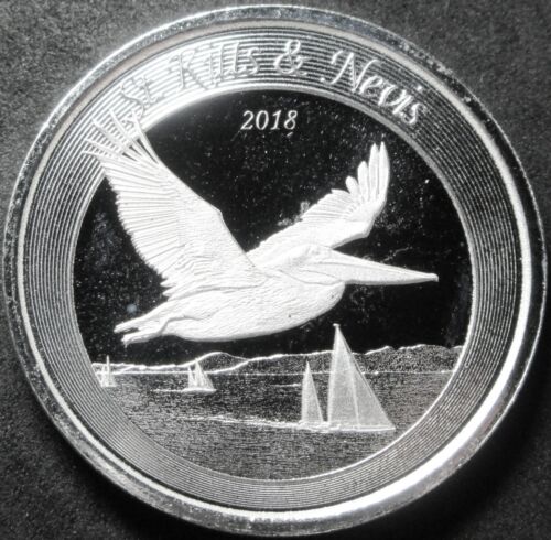 2018 ST KITTS & NEVIS EC8 EASTERN CARIBBEAN 1 OZ 999 FINE SILVER TWO DOLLAR COIN - Picture 1 of 2