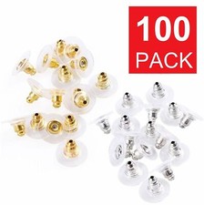 100pc Earring Backs Clutch Push Back Stoppers Earring Backs In Metal OR Silicone