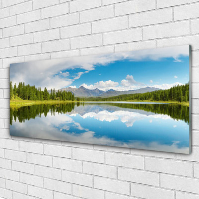 Acrylglasbilder Wandbilder Druck 125x50 Wald See Landschaft