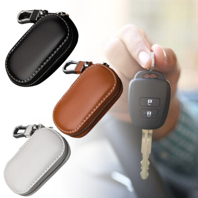 Car Key Holder Case Bag Faux Leather Wallet Chain Cover Pull Out