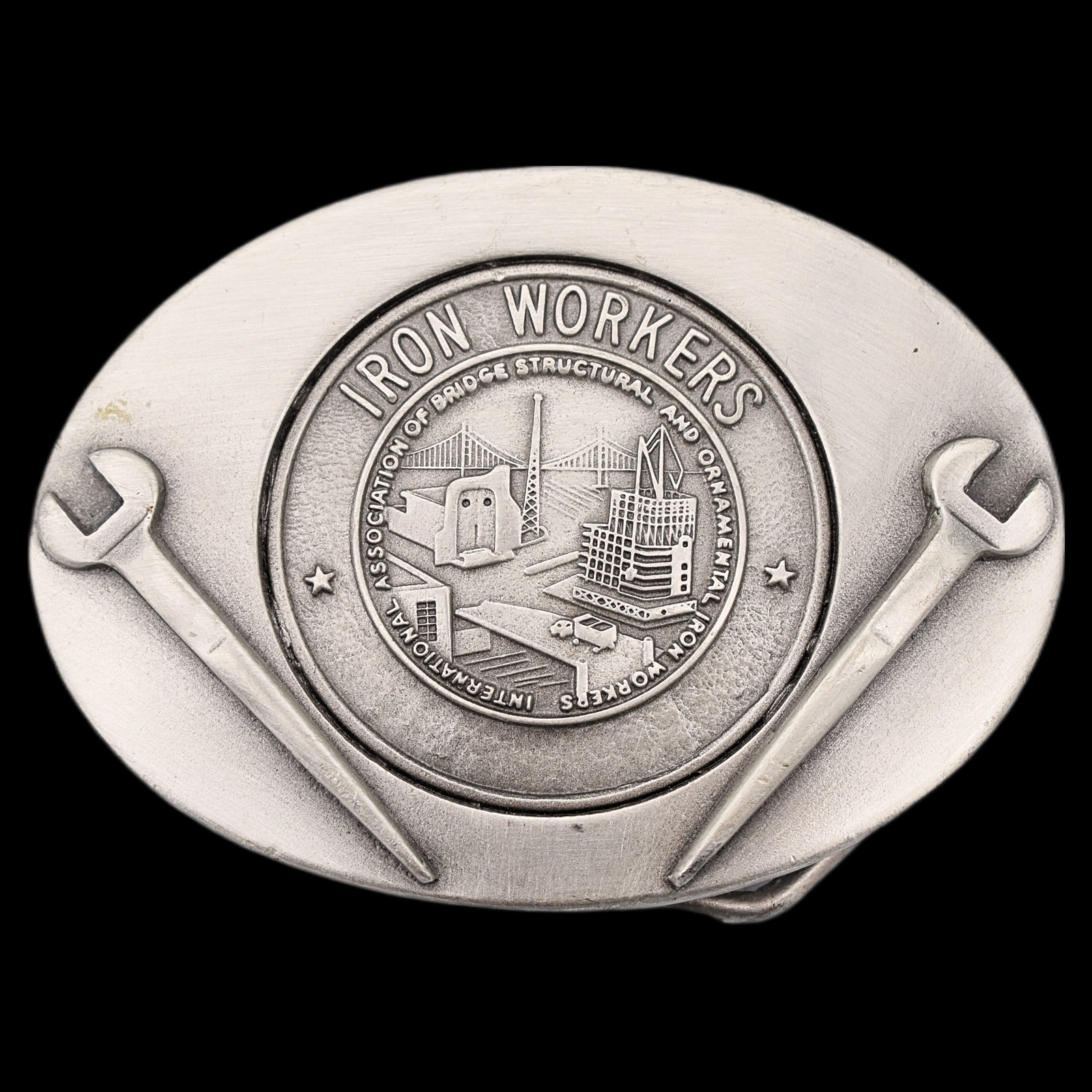 Iron Worker Laborer Union Structural Bridge Ornamental Vintage Belt Buckle