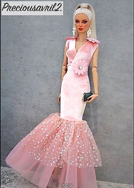 Barbie Doll Clothes dress 11.5" gown pink velvet evening outfit clothing outfit