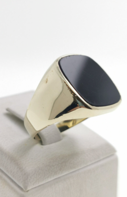 Chevalière Pour Homme En Or 8 Carats (333) Avec Onyx Noir 8 Carats - Taille 62 - Occasion