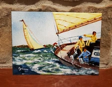 Ferdinando N. Spina (B.1949) Nautical Impressionism Enamel on Copper Signed 