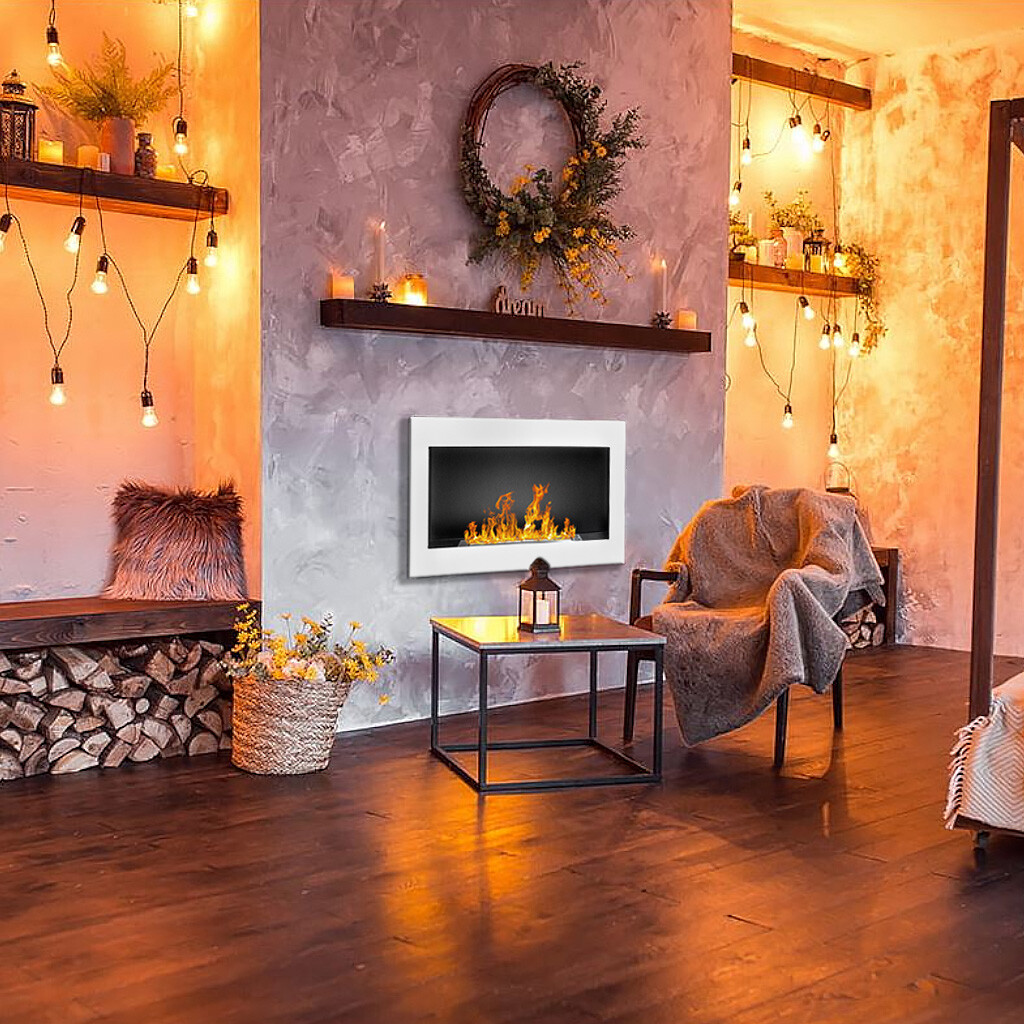 BIO ETHANOL FIREPLACE WALL MOUNTED 900x400 ECO FIRE BURNER WHITE +  ACCESSORIES 5901350045787 | eBay